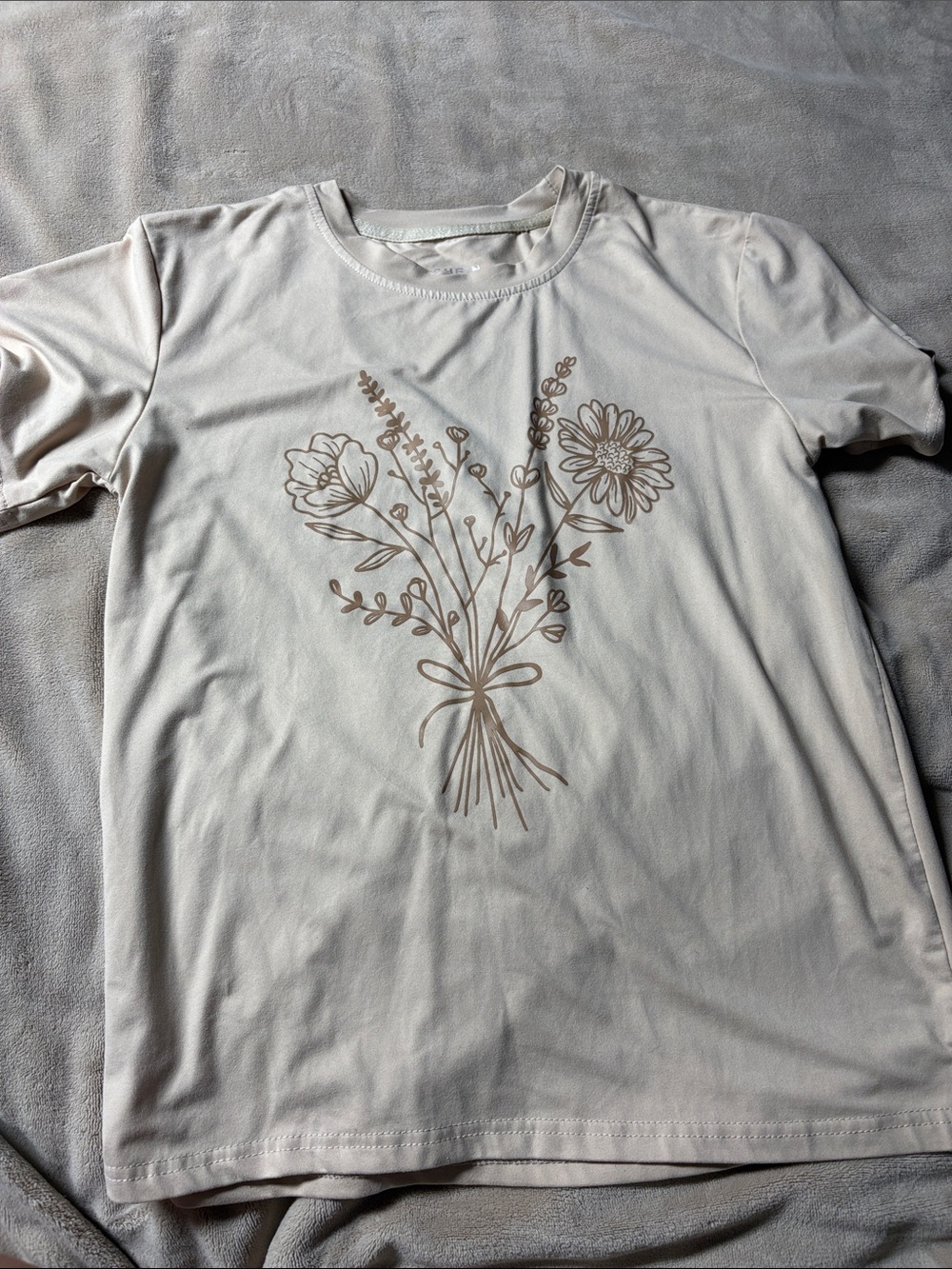 SHEIN Beige Logo Tee with Subtle Print